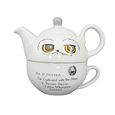 Imagen de HARRY POTTER Half Moon Bay Hedwig Juego de té para uno, Taza búho Hedwig, Tetera pequeña