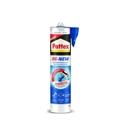 Imagen de Pattex RE NEW Sellador de silicona blanca para renovar los sellados y eliminar el moho, triple acción antimoho, escapes azulejos, autoalisante