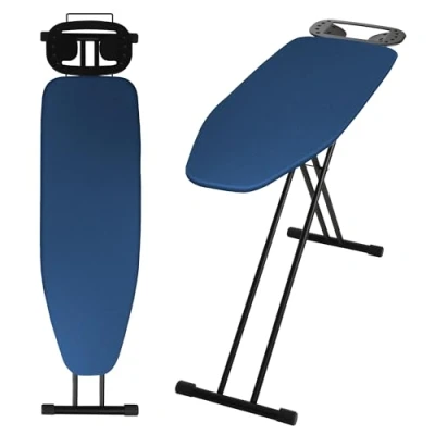 Imagen de KADAX tabla de planchar, 120 x 38 cm, mesa planchado plegable, vapor regulable en altura, planchar al con pies antideslizantes, base espuma 8 mm