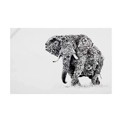 Imagen de Maxwell &amp; Williams Marini Ferlazzo Paño de Cocina con Diseño Elefante 100% Algodón, 50 x 70 cm Blanco