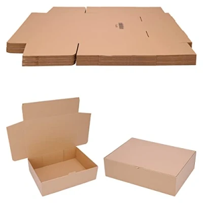 Imagen de verpacking Cajas plegables de 430 x 310 120 mm, color marrón (dimensiones exteriores 440 320 125 mm), WP L, cartón DHL Hermes DPD GLS, paquete (50 unidades)