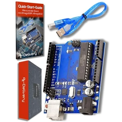 Imagen de AZDelivery Placa de Desarrollo Microcontrolador con ATmega328P, ATmega16U2 E Book Incluido!