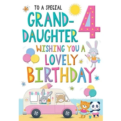 Imagen de Tarjeta de cumpleaños juvenil 4 años para nieta 9 x 6 pulgadas Regal Publishing