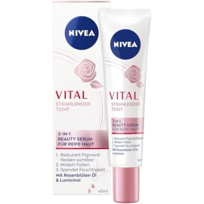 Imagen de NIVEA VITAL Serum de belleza 3 en 1 para pieles maduras, suero hidratante intenso la eliminación manchas pigmentación y edad, cuidado facial con efecto reafirmante (40 ml)