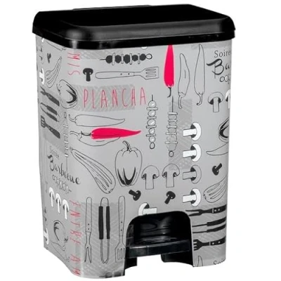 Imagen de COM FORT HOUSE Cubo de Basura Pedal Capacidad 26 litros Reciclaje Decoración Cocina Color Negro Piezas Extraíbles Limpieza Fácil