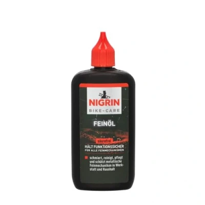 Imagen de NIGRIN BIKE CARE aceite fino, botella de 100 ml, para mecánica precisión, hobbies y talleres, sin resina ni ácidos, color gris