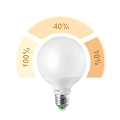 Imagen de Elrigs Bombilla de luz LED G95 E27 3 configuraciones, color Blanco cálido (3000K), 12W 4W 2W, 220 voltios, No se necesita regulador, 100W equivalente, 1100/350/150 Lumen, 9,5x9,5x13.8cm