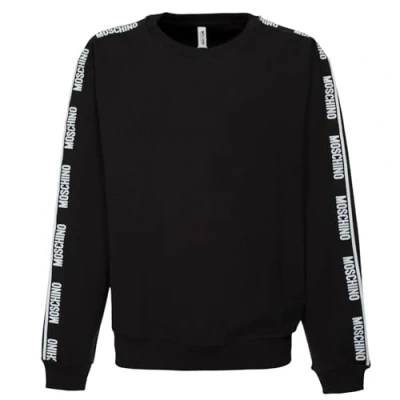 Imagen de Moschino Sudadera de cuello redondo para hombre V1A1791 negra con banda el brazo, Negro , L
