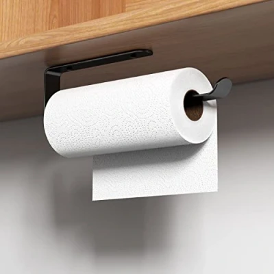 Imagen de Firschoie Portarrollos de Cocina sin Taladro/Taladro, portarollos Papel Higiénico, autoadhesivade Aluminio Montado en la Pared Accesorios, Adecuado para baño, (Negro)