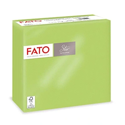 Imagen de Fato, Servilletas de Papel Desechables, Suavidad y Suavidad, Paquete 40 Servilletas, Tamaño 38x38 dobladas en 4, 2 capas, Color Verde Manzana, 100% Pura Celulosa, Certificado FSC