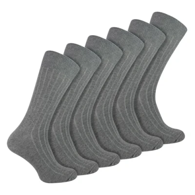 Imagen de Paquete múltiple de 6 pares Calcetines vestir acanalados para hombre Sock Snob algodón transpirables, gris claro, 11