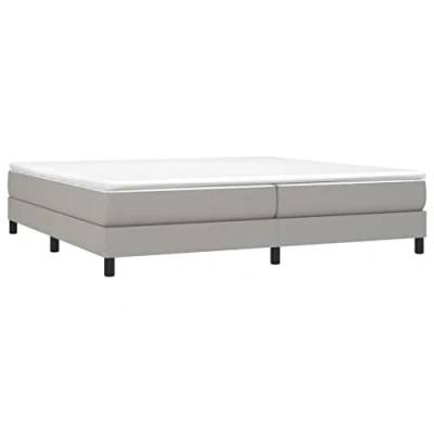 Imagen de vidaXL Estructura de Cama, Somier Matrimonio Listones, Base Cama Tapizada, Mueble para Dormitorio Hogar, Tela Gris Claro 200x200 cm