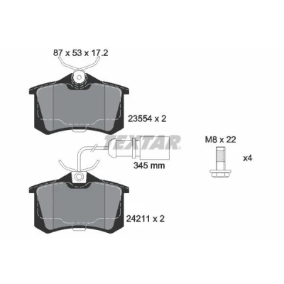 Imagen de TEXTAR 2421101 Juego de pastillas freno con contacto aviso desgaste incorporado tornillos pinza AUDI: A4 B6 Avant, B5 Avant