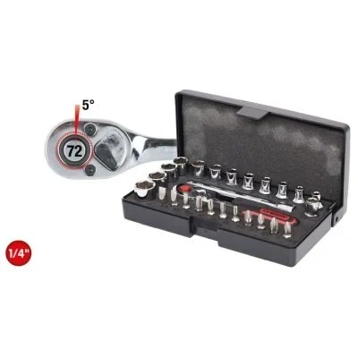 Imagen de KS TOOLS 918.0626 Juego de tubos Acero cromo vanadio 1/4 con función trinquete cuadrado