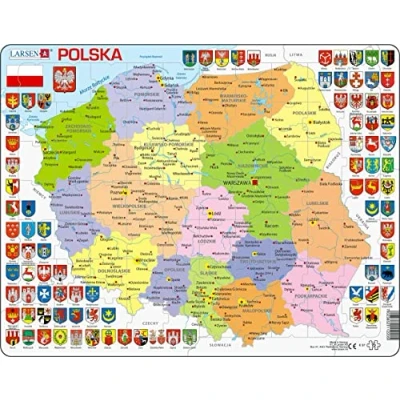 Imagen de Larsen K97 Polonia Mapa político, edición en Polaco, Puzzle de Marco con 70 Piezas