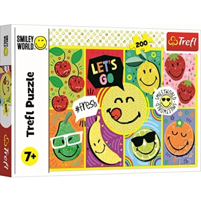 Imagen de Trefl 200 Piezas Sonrisa, Emotes, Coloridos Frutas, Entretenimiento Creativo, Diversión para Niños a Partir de 7 años Puzzle, Color World, Alegre Smiley (13297)