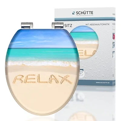 Imagen de Schütte 80131 Relax Asiento de Inodoro Tablero Fibra Densidad Media, con Descenso automático y diseño
