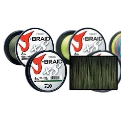 Imagen de Hilo de pescar Daiwa. J Braid 8, trenzado, 300 m, color Verde oscuro, Dm: 0,10mm