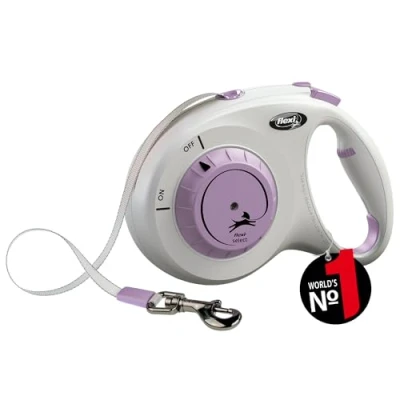 Imagen de flexi® Select Belt Cinturón de 7 m, Color Gris Claro/Morado, Ajustable Entre 0 y para Perros hasta 25 kg