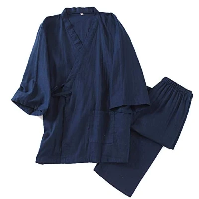 Imagen de Traje de pijama antiguo algodón Hanfu kimono japonés para hombre, ropa zen talla grande, taoísta (talla M, M)