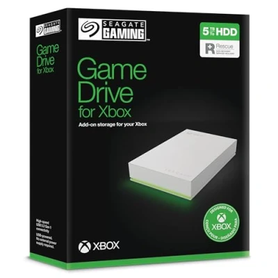 Imagen de Seagate Game Drive Xbox 5TB Disco Duro Externo Portátil, 2.5 pulgadas, USB 3.0, Xbox, Blanco, 2 años de servicio rescate, STKX5000100