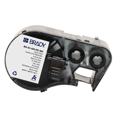 Imagen de BMP41 Brady M4 83 499 RD BK etiquetas de tejido nailon negro sobre rojo Ø 12,7 mm