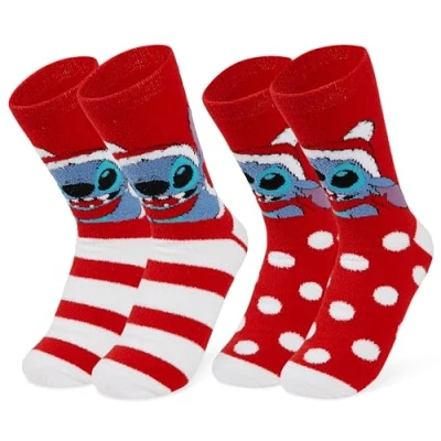 Imagen de Disney Calcetines Antideslizantes Mujer de Casa Stitch Mickey Minnie Baby Yoda Pack 2 (Rojo Stitch)