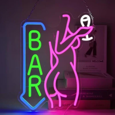 Imagen de YUEYYNS Bar Letrero de Neón,LED Neon Alimentado por USB con interruptor iluminación Fiesta, bar, reunión, decoración pared habitación, luz neón