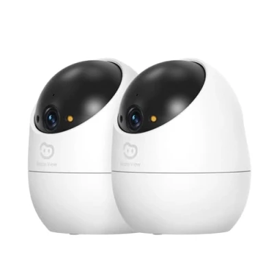 Imagen de Beans View 2K (3MP) cámara de Interior para Seguridad, 2 Piezas, visión Nocturna en Color, Vista 360, Wi Fi Mascotas/Perros/Gatos, Detección Humana, Compatible con Alexa D210
