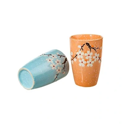 Imagen de lachineuse Juego de 2 Vasos diseño japonés, Flores Cerezo