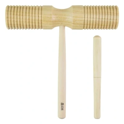 Imagen de A Star Two Tone Wood Block Guiro Scraper con batidor de madera, bloque ritmo percusión