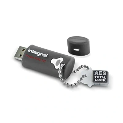 Imagen de Pen Drive de Integral 32GB Crypto 197 256 Bit Hardware USB encriptado 3.0 Memoria FIPS 197, pincho con protección ataques por Fuerza Bruta, memorias diseño Impermeable Tres Capas