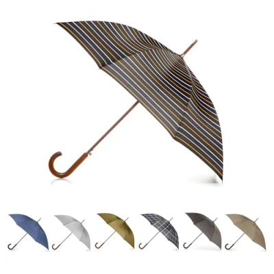 Imagen de Totes Eco Auto Open Mango de Madera J Stick Paraguas, Gris Negro Chevron, Talla Única