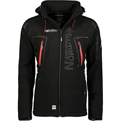 Imagen de Geographical Norway Techno Chaqueta flexible para Hombre, con capucha desmontable, color Negro , tamaño extra large