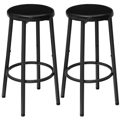 Imagen de HOOBRO Juego de 2 Taburetes Bar, Silla Bar con Tapizado PU Blando, Altos Cocina Estribo, Adecuado para Cocina, Restaurante, Cafetería, Negro EBB30BY01