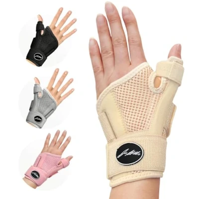 Imagen de Muñequera Pulgar con Férula Dedo Desarrollada por Médicos Tendinitis Ajustable a Cualquier Tamaño Para Hombre y Mujer Mano Derecha e Izquierda Manual Incluido Amarillo