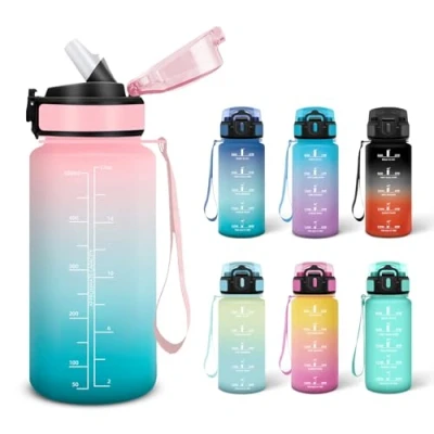 Imagen de Motswedi Botella de Agua, 500 ml Libre BPA, Botellas Agua para Niños, Adecuado Carbonatados, Botella, A Prueba Fugas, Gimnasio, Cantimplora Escuela, Gimnasio Rosa&amp;cian