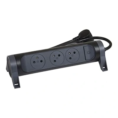 Imagen de LEGRAND Regleta giratoria con Interruptor LED 3 Tomas de Superficie Tierra Cable 1,5 m Negro y Gris Oscuro