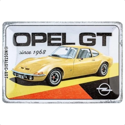 Imagen de Nostalgic Art Cartel de chapa retro, Opel GT since 1968 Idea regalo para amantes a coches, metálico, Diseño vintage decoración, 20 x 30 cm