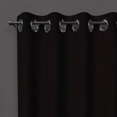 Imagen de Soleil d&#039;ocre Cortina con Ojales Blackout, Negro, 140 x 250 cm