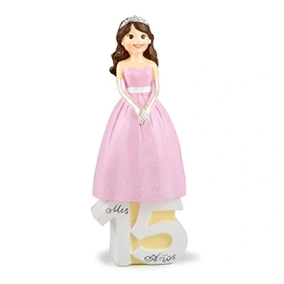 Imagen de Mopec Figura para Pastel Chica Celebración, Poliresina, Rosa, 7.5x9x25 cm