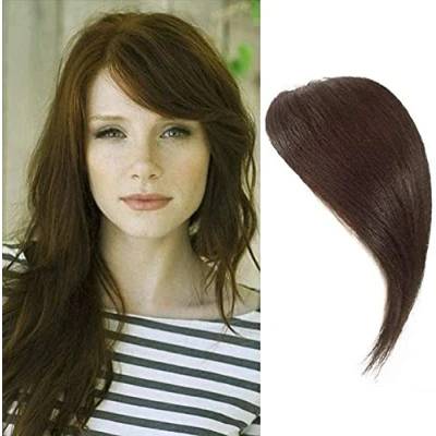 Imagen de Flequillo Lateral de Aire Clip In Cabello Humano Recto Extensiones Cabello(Marron Oscuro)
