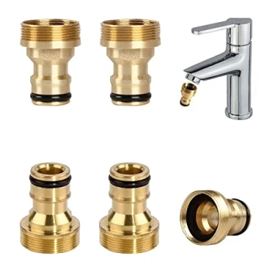 Imagen de Osuter 5PCS Conector de Grifo a Manguera Latón,Durable Propósito General Jardin Accesorios Roscada Conexion Rapida Agua para La cocina Adaptador