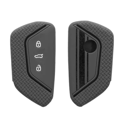 Imagen de kwmobile Carcasa Compatible con Llavero de VW Golf 8 Llave Coche 3 Botones Funda para Mando Silicona Negro/Gris