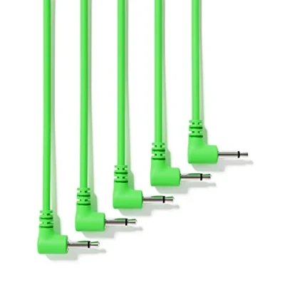 Imagen de ExcelValley 5 Pack Cables de Conexión Mono Modulares Ángulo Recto 3,5mm 1/8&quot; Eurorack Sintetizador [Verde 200 cm 79&quot;]
