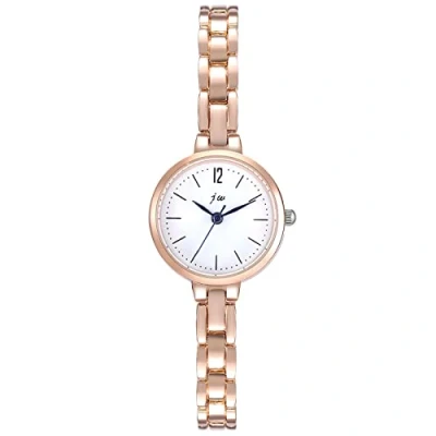 Imagen de JewelryWe Reloj para Mujer, de Pulsera Cuarzo con Esfera Números Romanos y Diamantes Imitación Redondos a la Moda, Oro Rosa