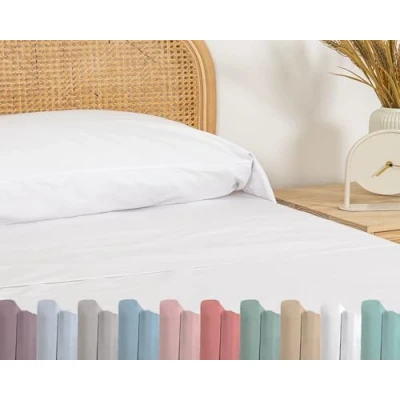 Imagen de TRAMAS+ Sabanas 180x190 / 200cm 100% algodón, Juego de sábanas 4 Piezas, Sabana Bajera Ajustable, Encimera, 2 Fundas Almohada 110x45cm, Certificado Oeko Tex (Cama 180, Blanco)
