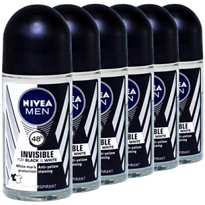 Imagen de Nivea MEN Invisible for Black &amp; White Roll On 50 ml 6 unidades por paquete