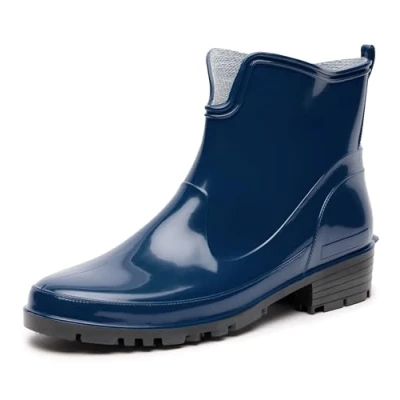 Imagen de Ladeheid Botines de Agua en PVC para Mujer Botas Lluvia Impermeables Caucho Zapatos Goma Mujeres Primavera Wellington Boots Cortas LA 930 (Azul Oscuro, 36 EU)