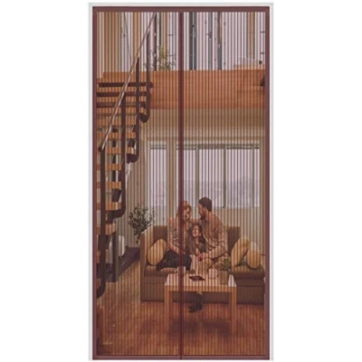 Imagen de Magnetic Fly Screen Door Insect Mosquito Screen,110x200cm (43.3x78.74in) Top to Bottom Seal Snaps Shuts Automatically, for Anti or Pest Soft Brown